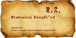 Miatovics Kocsárd névjegykártya